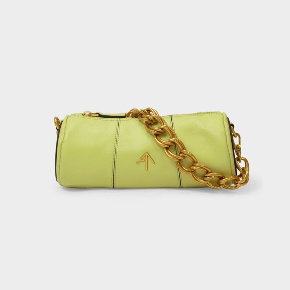 MANU ATELIER Mini Cylinder Bag Green crossbody chain‎